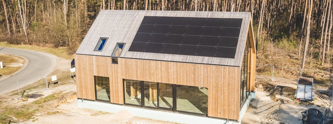House with open-jointed cladding, Belgium
